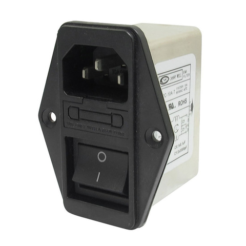 CNIM Hot Solder Lug Terminals IEC 320 C14 EMI Filter + Boat Switch + Fuse Holder ► Photo 1/3
