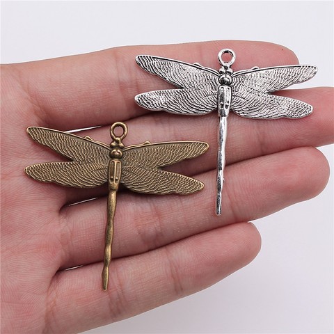 WYSIWYG 3pcs 43x47mm Pendant Dragonfly Dragonfly Charm Pendants For Jewelry Making Antique Silver Color Dragonfly Pendants ► Photo 1/3
