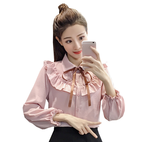 Bow Tie Formal Blouses Women Office Shirts