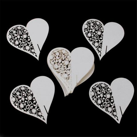 50pcs/set Wedding Table Decoration Place Cards/Wedding Party Decoration Laser Cut Heart Floral Wine Glass Place Cards ► Photo 1/1