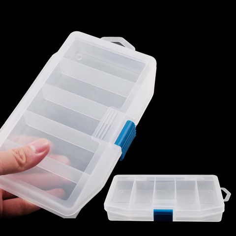 High Quality 5 Compartments Transparent Visible Plastic Fishing Tackle Box Fishing Lure Storage Box Case Fish Tool ► Photo 1/6
