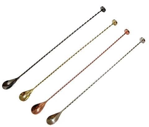40cm Stainless Steel Muddler Barspoon Cocktail Spoon Mixing Spoon, Spiral Pattern Bar Cocktail Shaker Spoon Copper Plated ► Photo 1/6