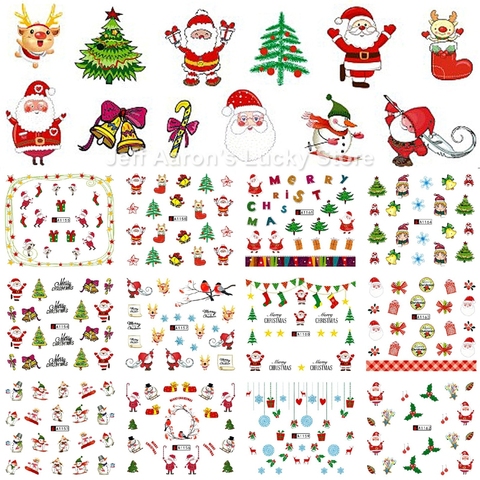 12 Sheets water transfer nail art stickers decals nails decorations manicure tools Christmas tree Santa Claus snowman design ► Photo 1/3