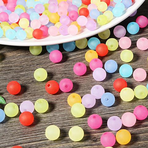 Acrylic Spacer Beads Frosted Round Ball Random Mixed 4mm 6mm 8mm 10mm . Transparent Multicolor Beads ► Photo 1/6