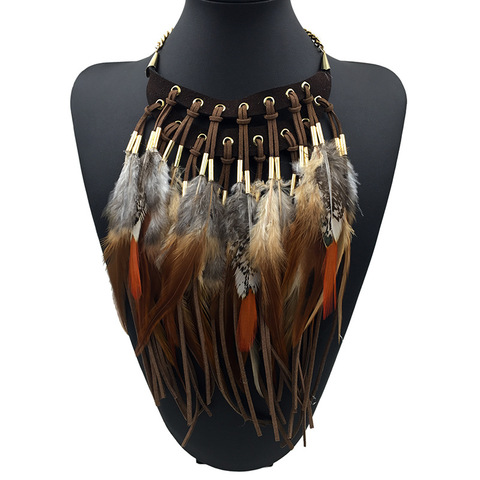 Multi-ethnic Elegant Fashion Statement Necklace 2022 New Latest Design Choker Feather Necklaces & Pendants Women Bijoux Jewelry ► Photo 1/6