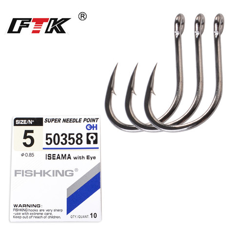 FTK High Carbon Steel Barbed Hooks ISEAMA Fishing Hook With Eye Carp Catfish Anzol Peche Japan Fishing Tackle  50358 ► Photo 1/6