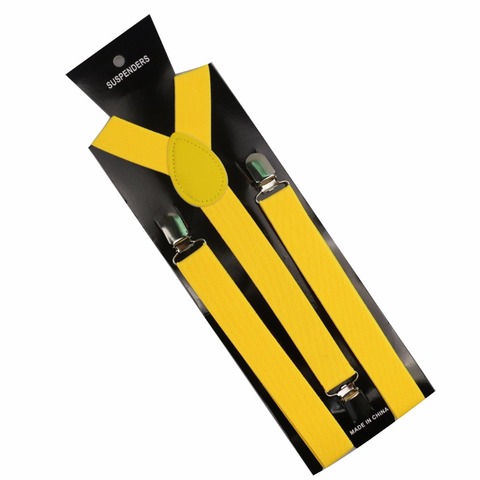 Winfox  1 Inch Wide Black Red Yellow  Y-Back Clip On Women Men Suspenders Braces ► Photo 1/6