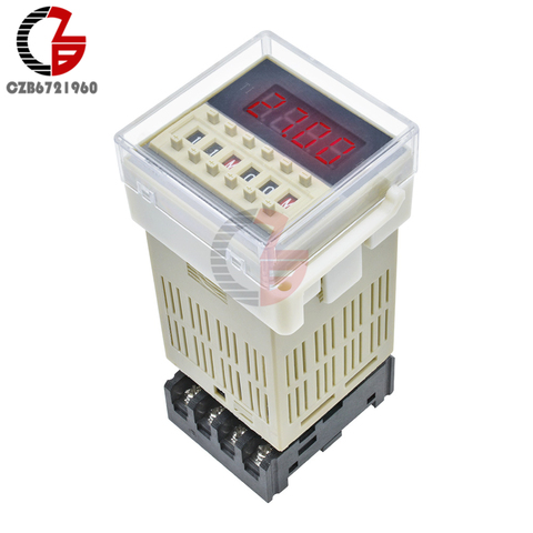 110V 220V 12V 24V PLC Time Relay LED Digital Time Delay Relay 2 Timers Relay Control Switch Cycly Timming with Base for Boiler ► Photo 1/6