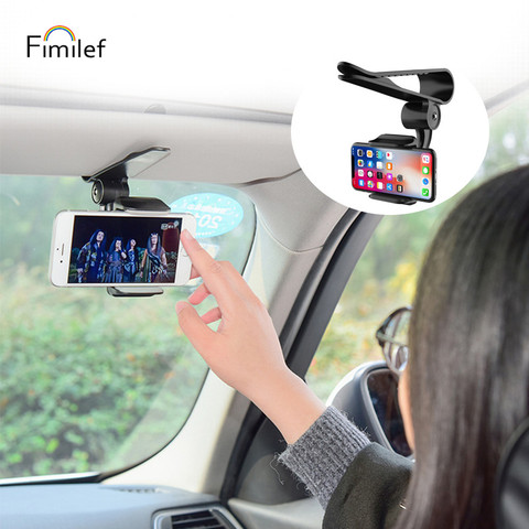 Fimilef Universal Car Phone Clip Holder Sun Visor Mount Cell Phone Holder Stand For iPhone x 11 7  xiaomi GPS Car Phone Holders ► Photo 1/6