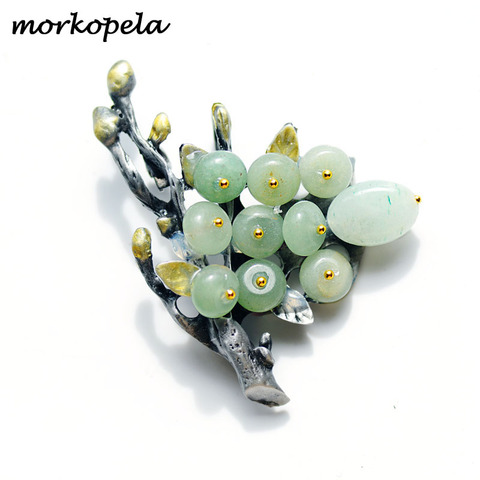 Morkopela Natural Stone Flower Brooch Jewelry Large Brooches Metal Banquet Clothes Pins And Brooches Scarf Clip ► Photo 1/6