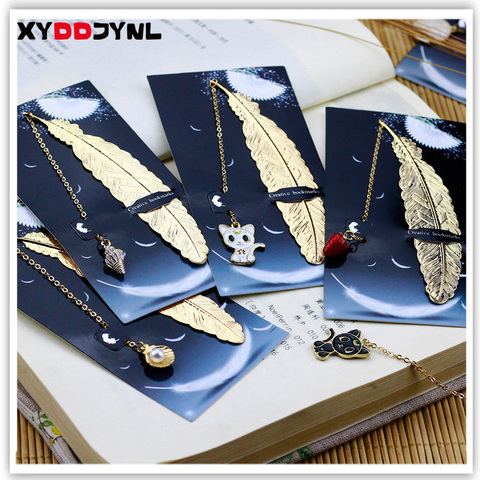 1pcs Retro Metal Feather Bookmark Marque Page Creative Book Mark Korean Stationery Gift Package School Supplies ► Photo 1/5