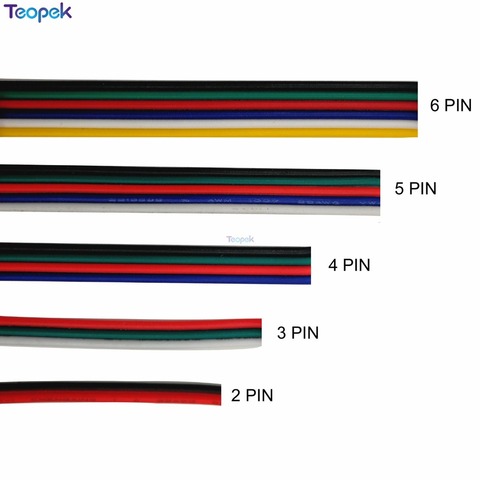 2pin 3pin 4pin 5pin 6pin Extension Wire Cable 22AWG Led Connector For WS2812 WS2811 RGB RGBW RGB CCT 5050 3528 LED Strip ► Photo 1/6