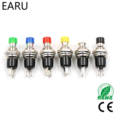 10Pcs Mini Micro DIY 7mm Thread 2 Pins Momentary Push Button Switch Red Black White Blue Yellow Green Lockless Self-rest ON/OFF ► Photo 1/6