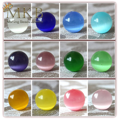 Pink White Blue Cat Eye Stone Round Beads 4 6 8 10 12mm Natural Stone Beads For Jewelry Making 15inches Wholesale ► Photo 1/6