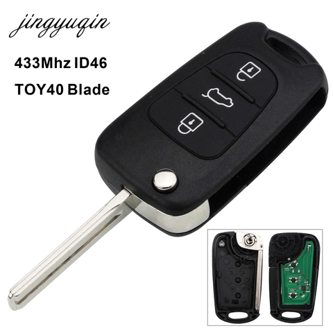 jingyuqin 433MHz Chip ID46 Remote Key Fob Fit For Hyundai I30 IX35 TOY40 Blade Replacement Folding Flip 3 Buttons Car Key ► Photo 1/3