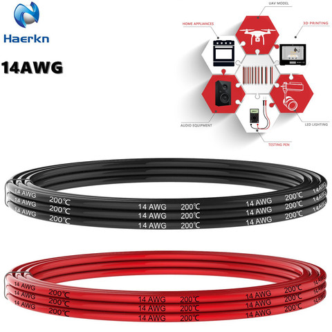 Electrical Wire 14 AWG Black and Red Silicone Hook Up wire Cable Tinned copper wire Soft and Flexible Length for you to choose ► Photo 1/1