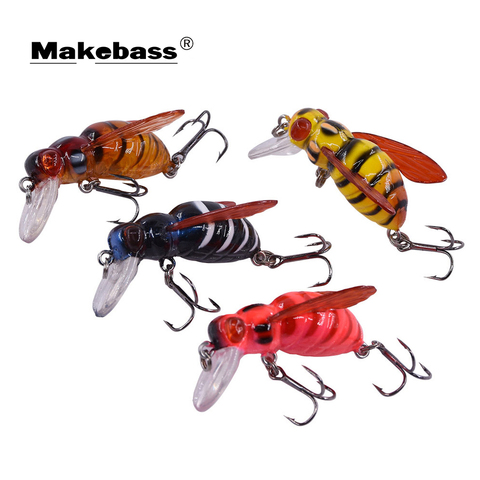 Makebass carnada Artificial Bee-Shaped Fishing Bait Insect Bumblebee Fishing Lures Topwater CrankBait Bass Fishing Tackle ► Photo 1/6