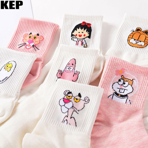 KEP Japanese Kawaii Women Animals Tube Socks Fashion Cartoon Lovely Character Cute Harajuku Sweet Skatebord Funny Socks Female ► Photo 1/6