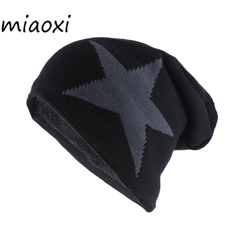 miaoxi New Big Star Winter Warm Hat For Men Women Knitted Wool Beanies Skullies Lady Brand Colors Gorros Skull Bonnet ► Photo 1/6