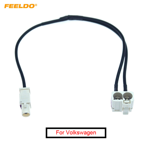 FEELDO For Volkswagen Head Unit FAKRA 2 In 1 Diversity Resume Convertor Splitter Y Cable Wire Harness Antenna Radio Adapter ► Photo 1/6