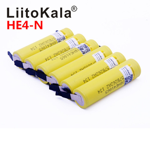LiitoKala HE4 2500mAh Li-lon Battery 18650 3.7V Power Rechargeable batteries Max 20A,35A discharge + Nickel sheet ► Photo 1/6