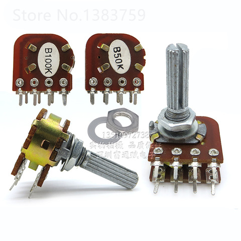 WH-148 type B50K B100K Stereo channel potentiometer 8 feet with center tap Flower shaft 25MM ► Photo 1/3