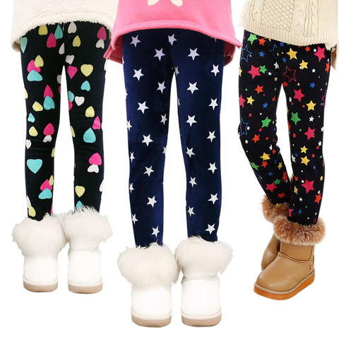 Girls Leggings 2022 Winter Autumn Fall Fashion Thick Warm Clothes Print Kids Pants Children Pants ► Photo 1/6