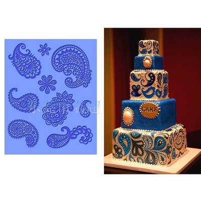 DIY Relief Liquid State Cake Baking Mold Sugar Lace Pattern Decorate Silicone Mold Retro Baking H723 ► Photo 1/2