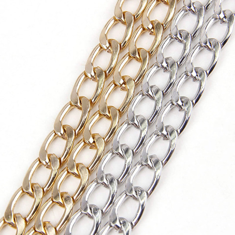 Metal Mixed Color Flat Byzantine Necklace Twisted Chains Curb Chains Bulk Fit Bracelets Open Link Chain For DIY Jewelry Making ► Photo 1/6
