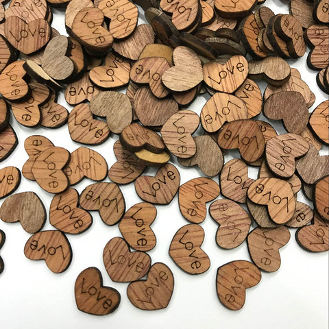 100Pcs Mini Wooden Love Heart Wedding Table Scatter DIY Craft Accessories Rustic Wedding Party DIY Decoration Favor Scrapbooking ► Photo 1/6