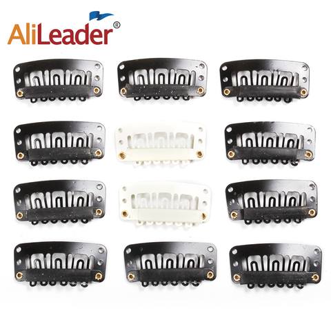 Alileader 20Pcs/Lot Clip In Hair Extension Wig Clips For Human Hair Bangs Snap Hair Clips For Extensions Metal Comb For Closure ► Photo 1/6