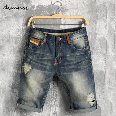 DIMUSI Men summer denim shorts male jeans men jean shorts bermuda skate board mens jogge ripped wave Shorts 38,YA619 ► Photo 1/5