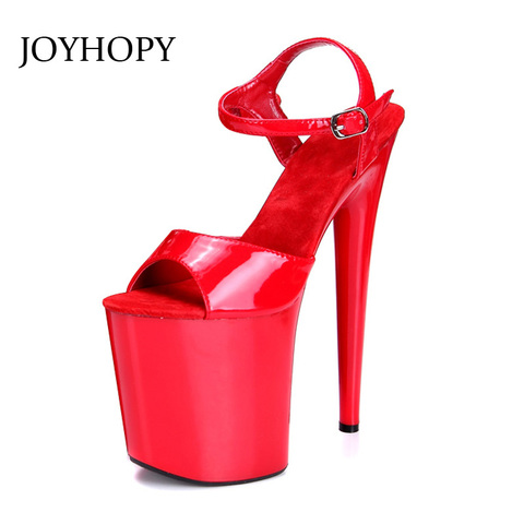 JOYHOPY 20cm Heel Gladiator Sandals Women PU Leather Peep Toe Super High Heels Plus Size 34- 43 Party Stage Woman Platform Shoes ► Photo 1/1