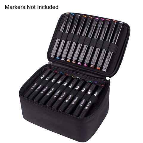 60 Slot Carrying Marker Case Holder -Canvas Zippered Markers Organizer for Art Marker Pen , Twin Tip Permanents Markers Case ► Photo 1/6