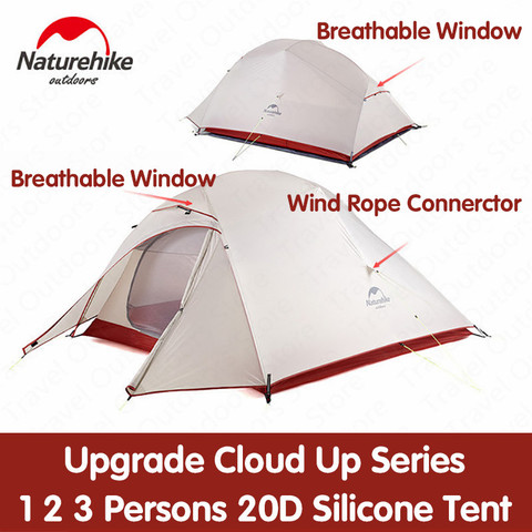 Naturehike New Upgrade CloudUp Series 1 2 3 Persons Ultralight 20D Silicone Double Layer Camping Tent With Mat NH17T001-T ► Photo 1/6