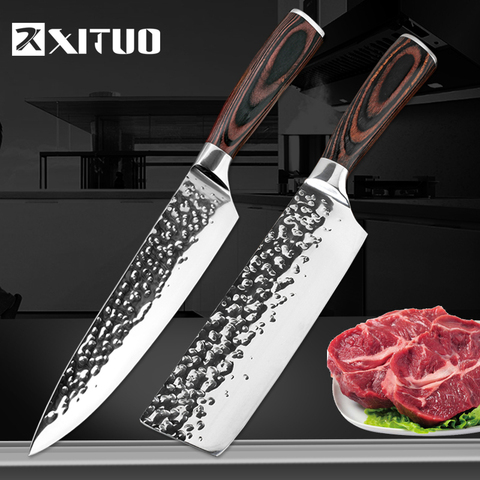 XITUO Kitchen Knife Chef 8 inch Stainless Steel Knives Sushi Meat Santoku Japanese 7CR17 440C High Carbon Knife Cooking Pakka Wo ► Photo 1/6