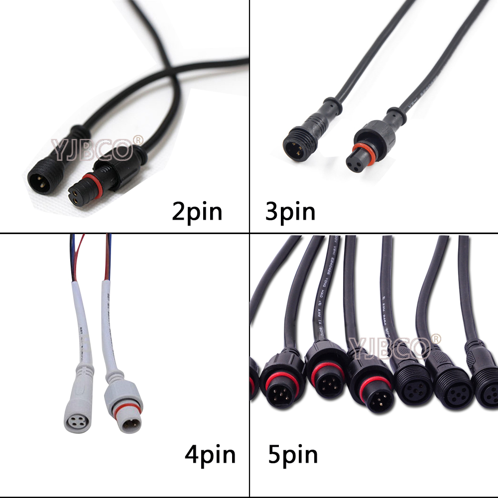 5 Pairs Waterproof Power Male to Female Connector Cable 2Pin for LED Light Strip