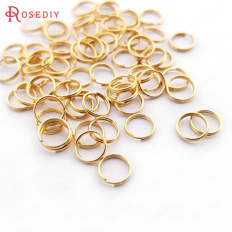 (30349)100PCS 6MMx0.5MM 24K Gold Color Plated Brass Double Loop Jump Rings Split Rings High Quality Jewelry Accessories ► Photo 1/1