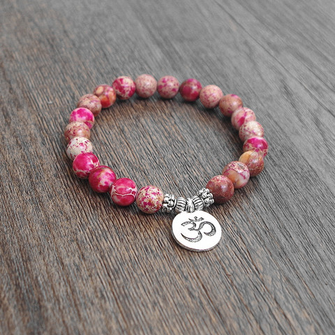DIY Handmade Jewelry Natural Stone Beads Strand Bracelet Women Men Yoga Healing OM Chakra Mala Prayer Charm Bracelet ► Photo 1/6