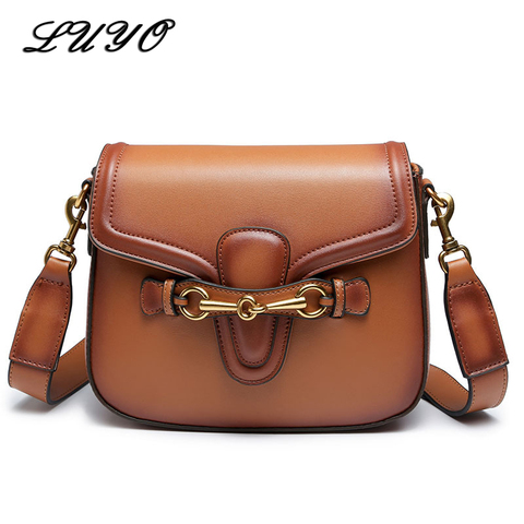 LUYO Fashion Saddle Leather Luxury Handbags Women Bags Designer Crossbody Bags For Woman Shoulder Messenger Summer Bag Female ► Photo 1/6