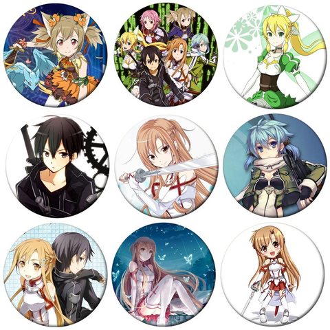 1pcs Sword Art Online Cosplay Badge SAO Kirigaya Kazuto Brooch Pin Yuki Asuna Collection Badge for Backpack Clothes ► Photo 1/6