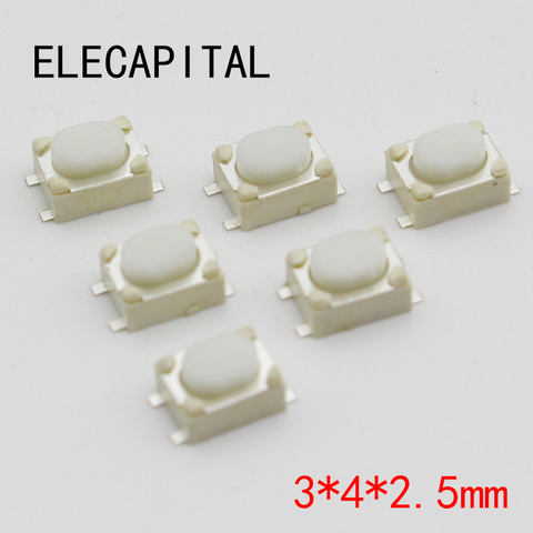50pcs/lot SMT 3x4x2.5MM 4PIN Tactile Tact Push Button Micro Switch G75 Self-reset Car Remote Control Switch Free Shipping ► Photo 1/3