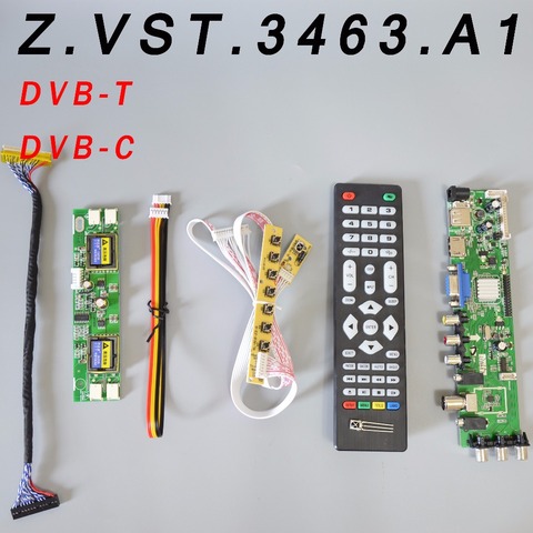 Z.VST.3463.A1 V56 V59 Universal LCD Driver Board Support DVB-T2 TV Board+7 Key Switch+IR+4 Lamp Inverter+LVDS ► Photo 1/5