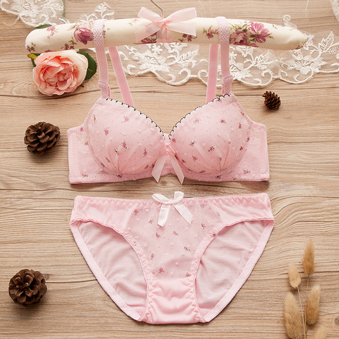 Cute Bow Knot Lace Girl Underwear Bras Suits For Children Teen