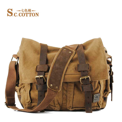 Men's Women's Casual Vintage Canvas Leather Cotton Rucksack Mountaineering Messenger Bag School Shoulder Bag ► Photo 1/6