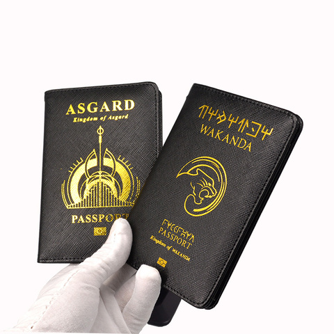 Wakanda Passport Holder Rfid Blocking Pu Leather Asgard Passport Case Travel Wallet Black Covers for Passports ► Photo 1/6