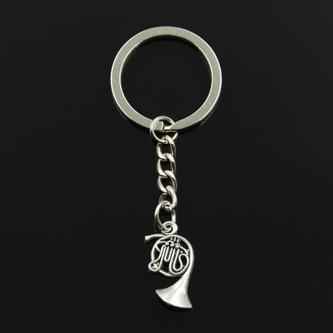 Fashion 30mm Key Ring Metal Key Chain Keychain Jewelry Antique Silver Color Plated French Horn 23x18mm Pendant ► Photo 1/4