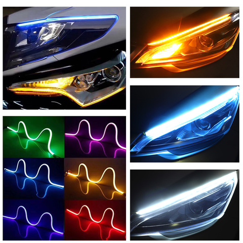 RXZ 30/45/60CM DRL car  Daytime car Running Light Flowing Slim Turn Signal Light Sequential Flexible Angel Eyes Car LED Strip ► Photo 1/6