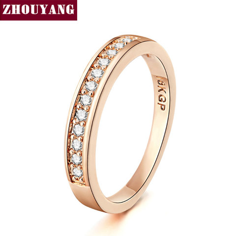 ZHOUYANG Wedding Ring For Women Lover Classic Micro-inserts Cubic Zirconia Wedding Engagement Ring Rose Gold Color Jewelry R062 ► Photo 1/6