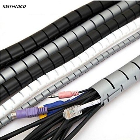 KEITHNICO 1M 3FT Cable Wire Wrap Organizer Spiral Tube Cable Winder Cord Protector Flexible Management Wire Storage Pipe ► Photo 1/6